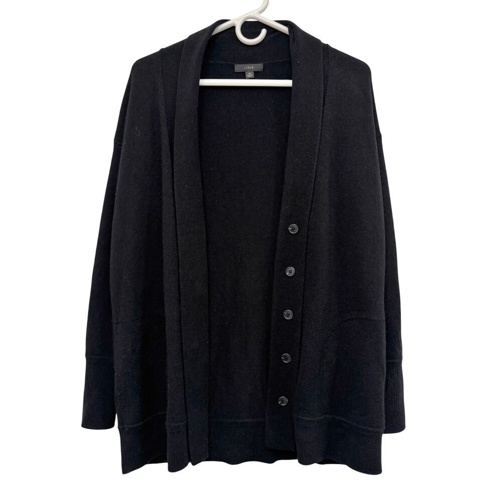 J. Crew Factory Black Open-Front Button Cardigan